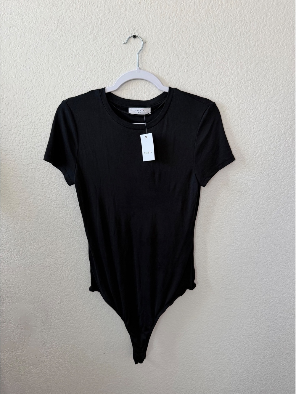 Elodie Black Short Sleeve Modal Polyester Bodysuit Size Large